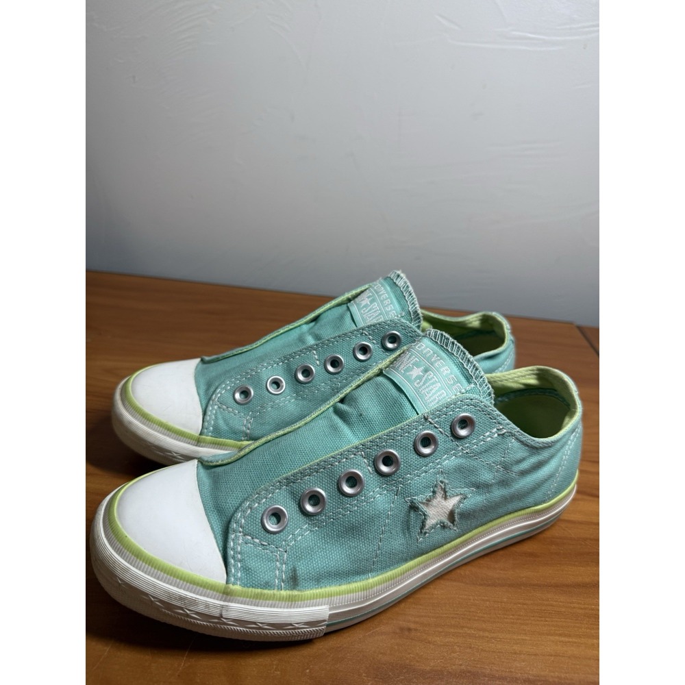 Converse One Star Shoes Womens Size 8 Teal Green Slip-On Laceless Low Top Y2K 8